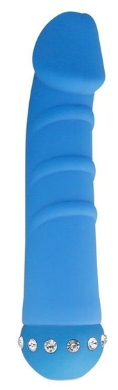 Голубой вибратор Sparkle Succubi Vibrating Dong - 14,5 см. - фото, цены