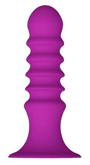 Фиолетовый ребристый анальный стимулятор Ribbed Plug - 13,5 см. - фото, цены
