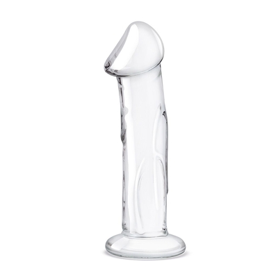 Прозрачный стеклянный фаллоимитатор 6’’ Glass Dildo With Veins Flat Base - 15,2 см. - фото, цены