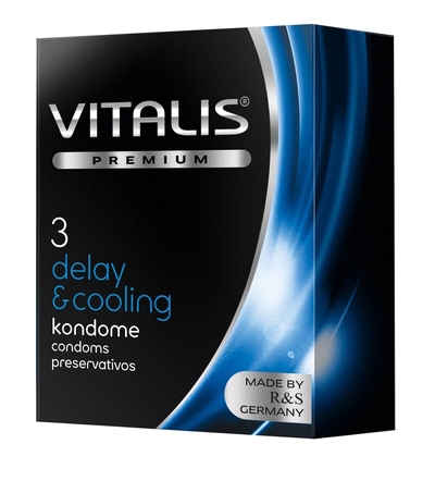 Презервативы Vitalis Premium delay cooling с охлаждающим эффектом - 3 шт. - фото, цены