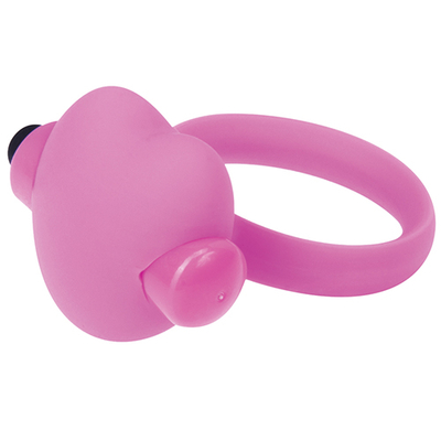 Розовое эрекционное виброкольцо с сердечком Heart Beat Cockring Silicone - фото, цены
