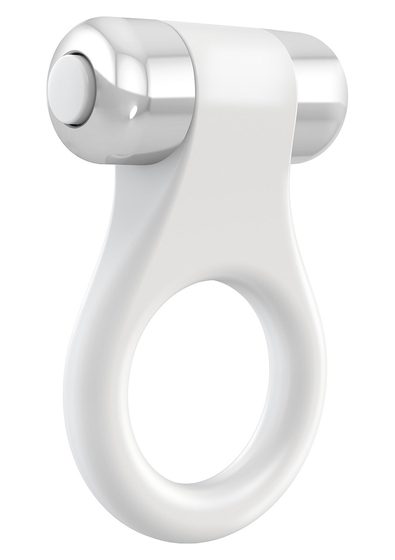 Белое эрекционное кольцо с вибрацией B1 - фото, цены