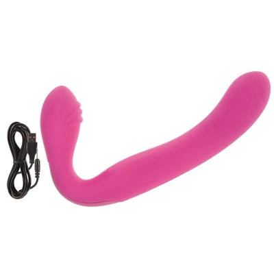 Розовый перезаряжаемый водонепроницаемый страпон Rechargeable Silicone Love Rider Strapless Strap-On - фото, цены
