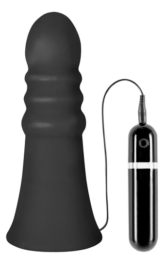 Большая чёрная анальная пробка с вибрацией Butt Buddy - 21 см. - фото, цены