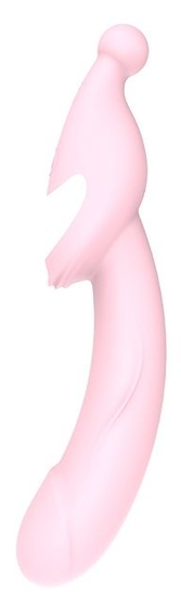 Розовый вибромассажер 2-way Pleaser - 21 см. - фото, цены