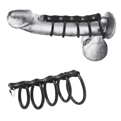 Хомут на пенис с 5 резиновыми кольцами 5 Ring Rubber Gates Of Hell With Lead - фото, цены