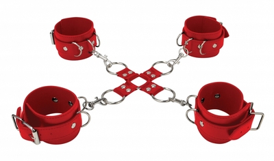 Красный комплект оков Hand And Legcuffs - фото, цены