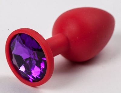 Красная силиконовая пробка с фиолетовым кристаллом - 7,1 см. - фото, цены