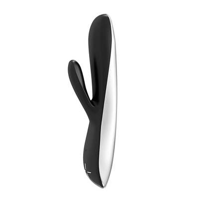 Черный перезаряжаемый вибратор типа rabbit E5 - 19 см. - фото, цены