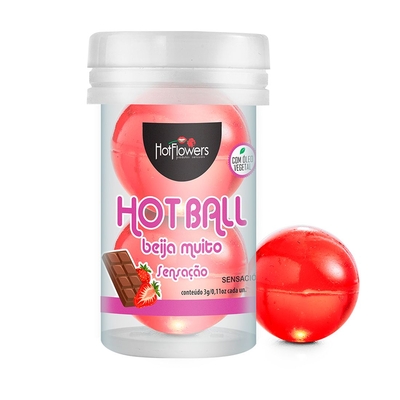 Лубрикант на масляной основе Hot Ball Beija Muito с ароматом шоколада и клубники (2 шарика по 3 гр.) - фото, цены
