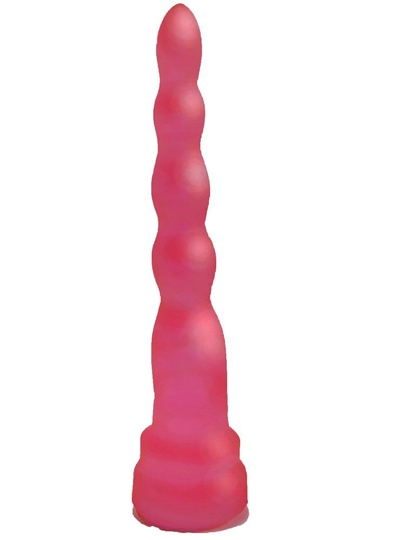 Розовый гелевый расширяющийся к низу анальный стимулятор - 20 см. - фото, цены