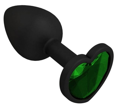 Черная силиконовая пробка с зеленым кристаллом - 7,3 см. - фото, цены