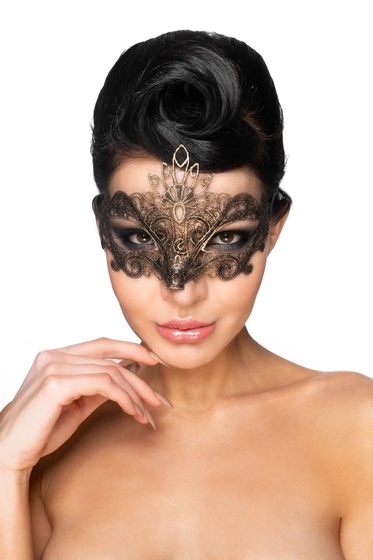 Золотистая карнавальная маска Бекрус - фото, цены