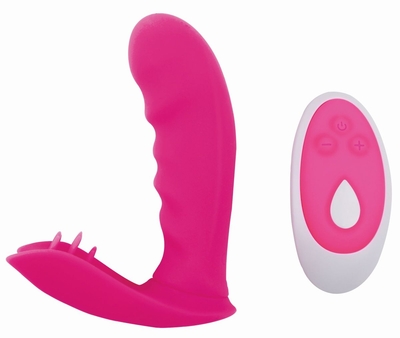 Малиновый клиторально-вагинальный стимулятор Strapless Strap-on - 11,9 см. - фото, цены