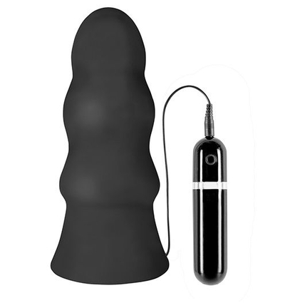 Чёрная виброёлочка Menzstuff Vibrating Buttcrasher Waved - 20 см. - фото, цены