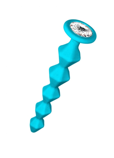 Бирюзовая анальная цепочка с кристаллом Buddy - 17,7 см. - фото, цены