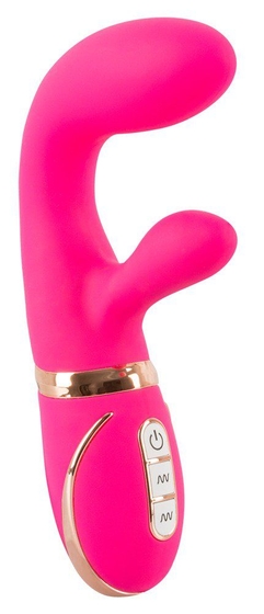 Розовый вибратор Ravish со стимулятором клитора - 17 см. - фото, цены