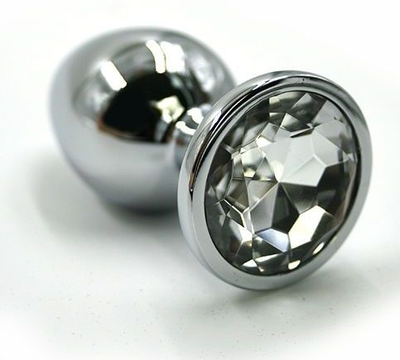 Серебристая алюминиевая пробка с прозрачным кристаллом - 8,4 см. - фото, цены