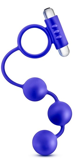 Синее эрекционное кольцо с анальным стимулятором Penetrator - фото, цены