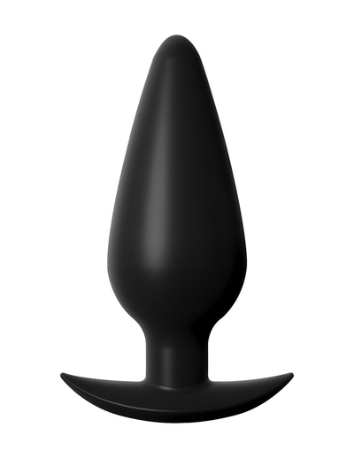 Черная коническая анальная пробка Small Weighted Silicone Plug - 10,4 см. - фото, цены