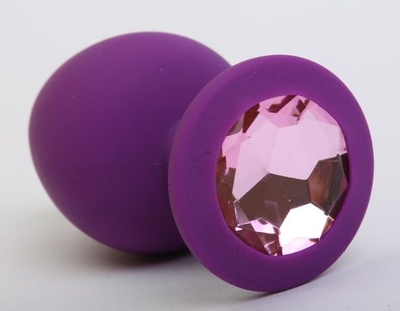 Фиолетовая силиконовая пробка с розовым стразом - 8,2 см. - фото, цены