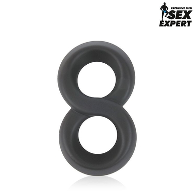 Черное силиконовое эрекционное кольцо Sex Expert в виде восьмерки - фото, цены