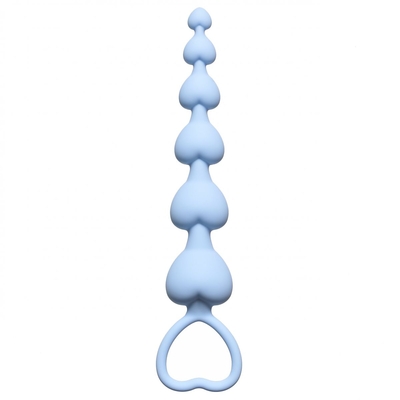 Голубая анальная цепочка Heart s Beads Blue - 18 см. - фото, цены