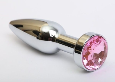 Удлинённая серебристая пробка с розовым кристаллом - 11,2 см. - фото, цены