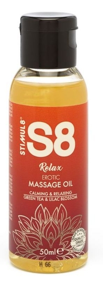 Массажное масло S8 Massage Oil Relax с ароматом зеленого чая и сирени - 50 мл. - фото, цены