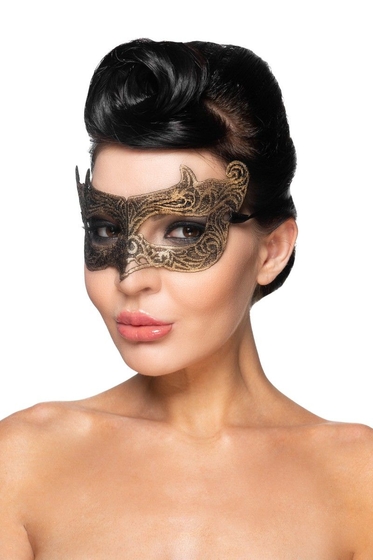 Золотистая карнавальная маска Шедар - фото, цены