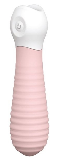 Розовый силиконовый мини-вибромассажер Ribbed Baby Boo - 12 см. - фото, цены