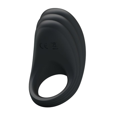 Чёрное перезаряжаемое эрекционное кольцо с вибрацией - фото, цены