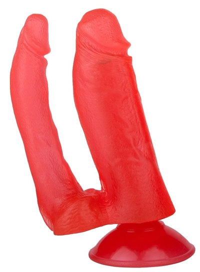 Малиновый гелевый анально-вагинальный фаллоимитатор на присоске - 14 см. - фото, цены