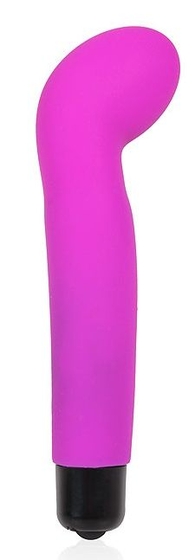 Ярко-розовый изогнутый вибромассажер точки G - 10,5 см. - фото, цены
