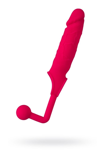 Розовая насадка на пенис с анальной втулкой-шаром - фото, цены