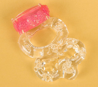 Прозрачное эрекционное кольцо с вибратором и подхватом - фото, цены