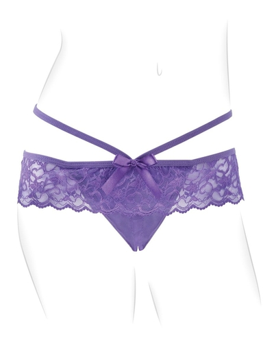 Фиолетовые трусики с вибропулей и пультом Crotchless Panty Thrill-Her - фото, цены