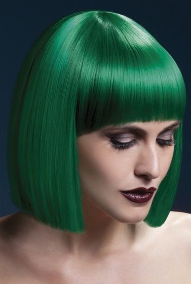 Зеленый парик со стрижкой прямой боб - фото, цены