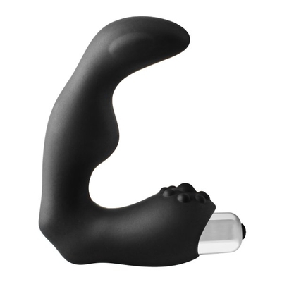 Черный вибромассажер простаты FantASStic Vibrating Prostate Massager - 11,3 см. - фото, цены
