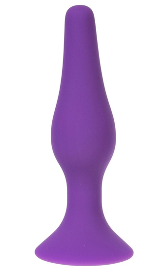 Фиолетовая силиконовая анальная пробка размера L - 12,2 см. - фото, цены