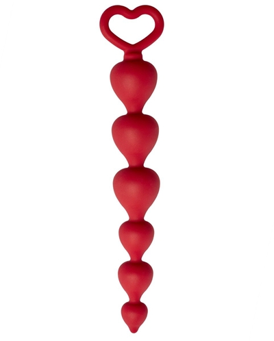 Бордовая анальная цепочка Heart Ray - 17,5 см. - фото, цены