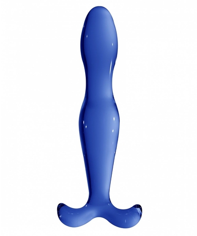 Синий стеклянный стимулятор Elegance - 18 см. - фото, цены