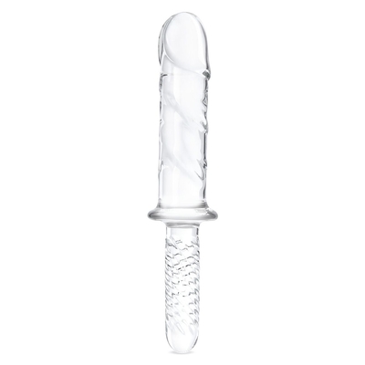 Стеклянный фаллоимитатор с рукоятью 11’’ Girthy Cock Double Ended With Handle - 28 см. - фото, цены