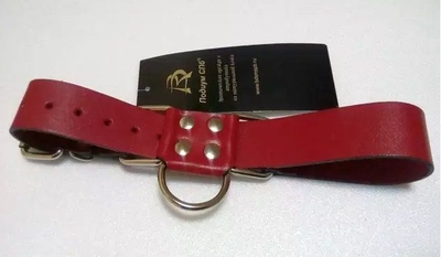 Широкие красные ременные наручники с полукольцом - фото, цены