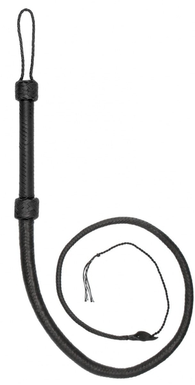 Черный витой кнут Twisted Whip Real Leather Bullwhip - 147 см. - фото, цены