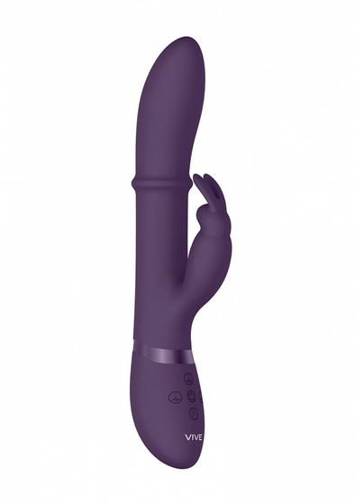 Фиолетовый вибратор-кролик Halo со стимулирующим кольцом - 24,5 см. - фото, цены