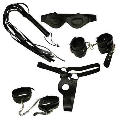 Набор фиксаций: наручники, наножники, плетка, маска и фиксация на женские половые органы - фото, цены