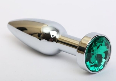 Удлинённая серебристая пробка с зеленым кристаллом - 11,2 см. - фото, цены
