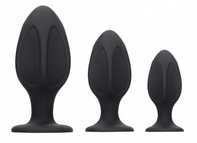 Набор из 3 черных анальных пробок Diamond Shape Butt Plug Set - фото, цены