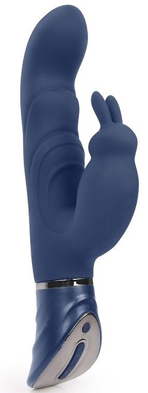 Темно-синий вибромассажер-кролик с 9 режимами вибрации - 24 см. - фото, цены